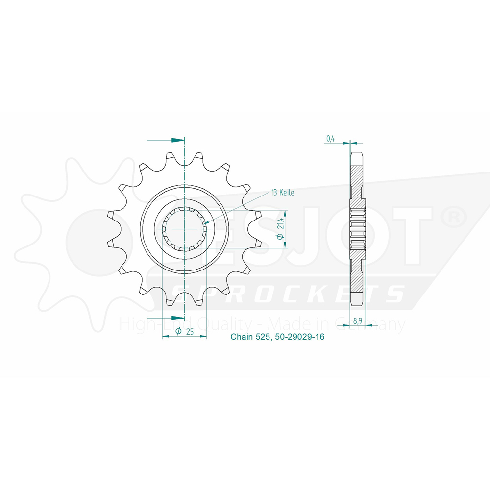 Sprocket Front 525-16T for KAWASAKI ZX-10R Ninja ABS 2021 Sprocket Front 525-16T for KAWASAKI ZX-10R Ninja ABS 2021