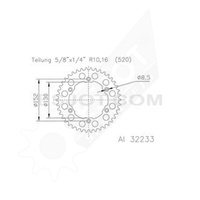 Sprocket Rear 520-52T Alloy