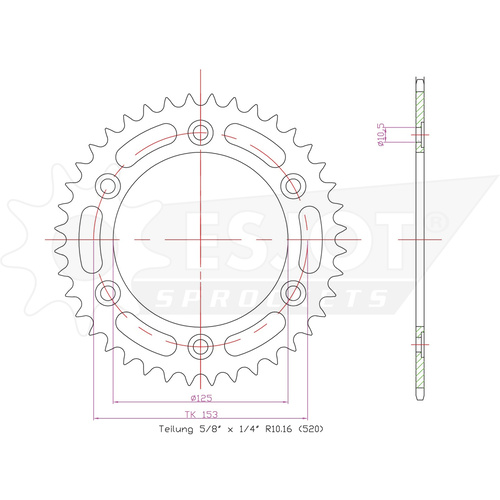 Sprocket Rear 520-40T Steel