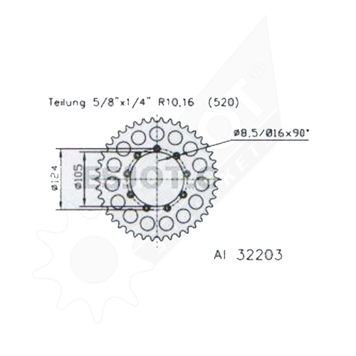 Sprocket Rear 520-52T Alloy