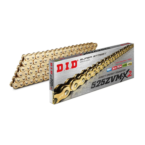 DID Chain 525 ZVMX2 Heavy Duty X-Ring Gold - 124 Links